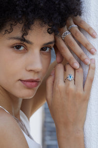London Blue Topaz & Diamond Sterling Silver Ring