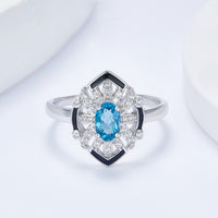 London Blue Topaz & Diamond Sterling Silver Ring