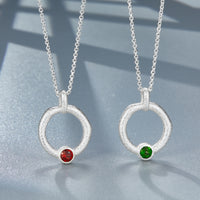 Sterling Silver Diopside and Garnet Pendant Necklace