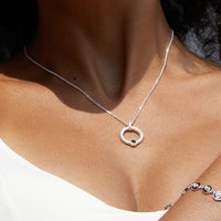 Sterling Silver Diopside and Garnet Pendant Necklace