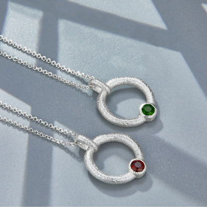 Sterling Silver Diopside and Garnet Pendant Necklace