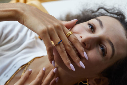 18K Gold Plated Lapis Lazuli Ring