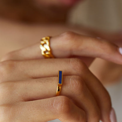 18K Gold Plated Lapis Lazuli Ring