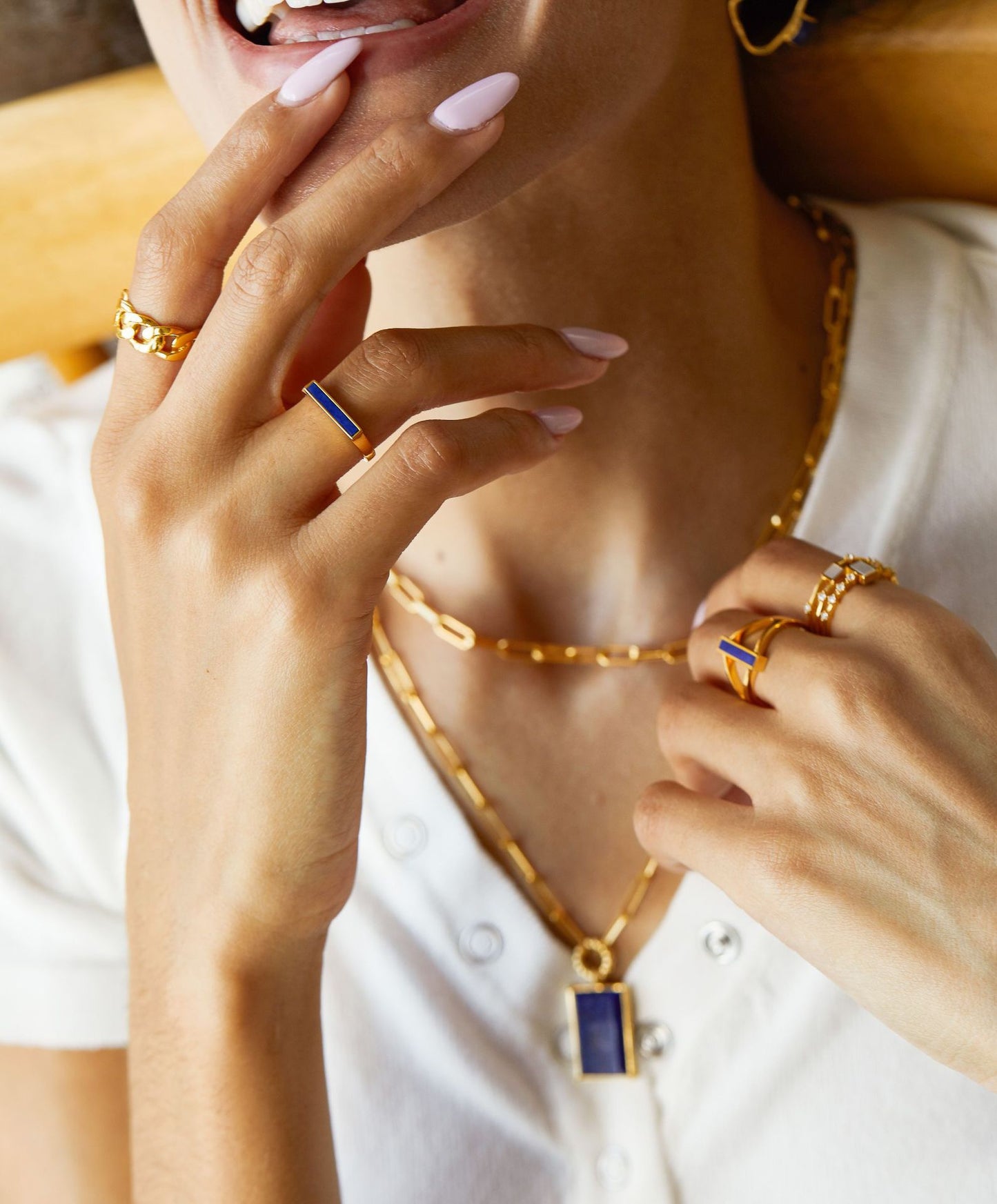 18K Gold Plated Lapis Lazuli Ring