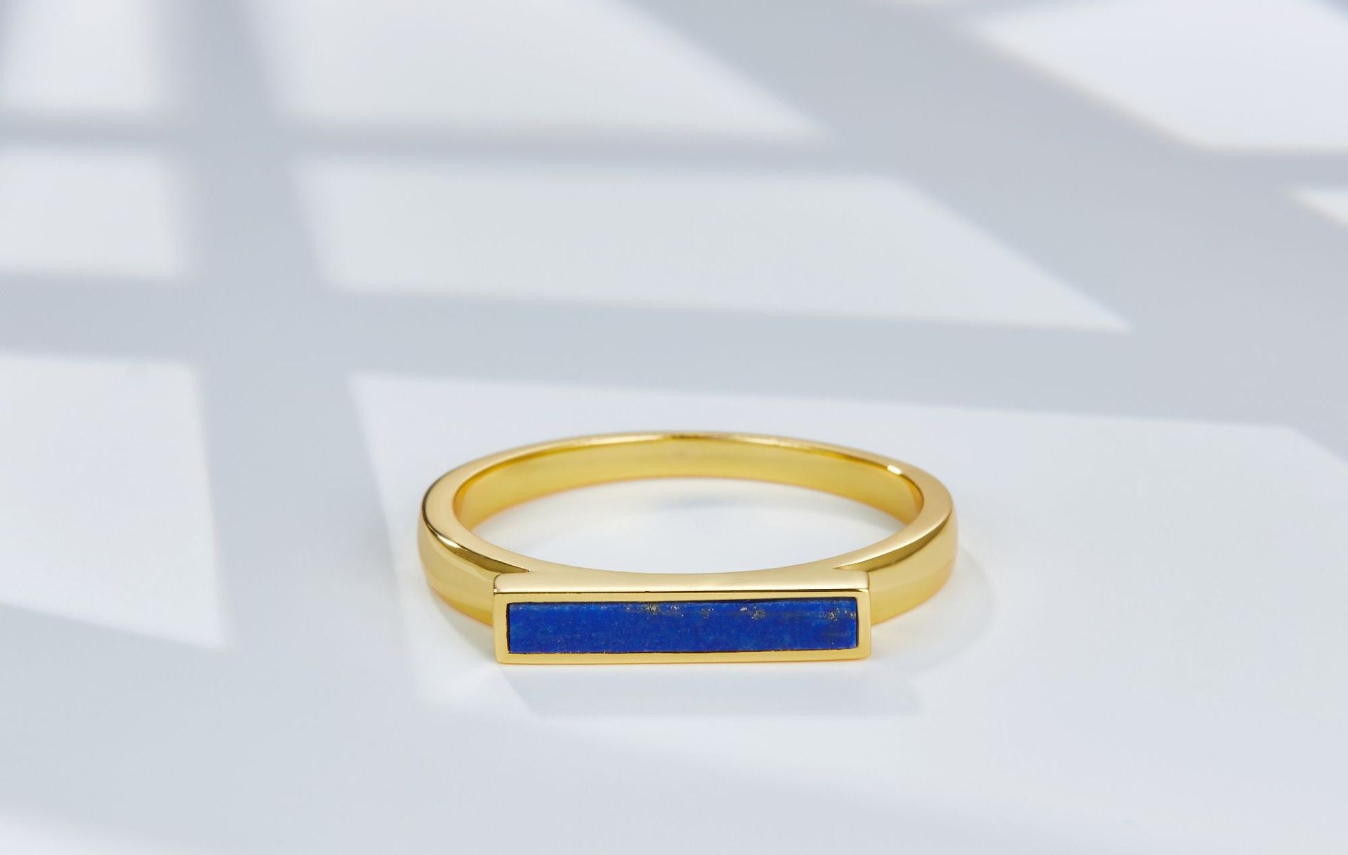 18K Gold Plated Lapis Lazuli Ring
