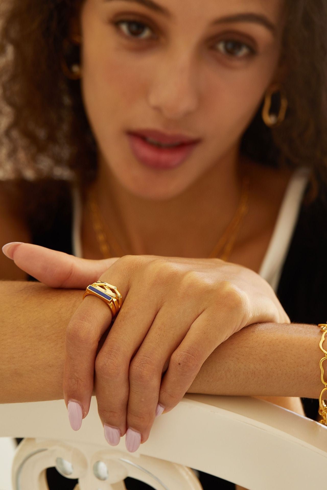 18K Gold Plated Lapis Lazuli Ring