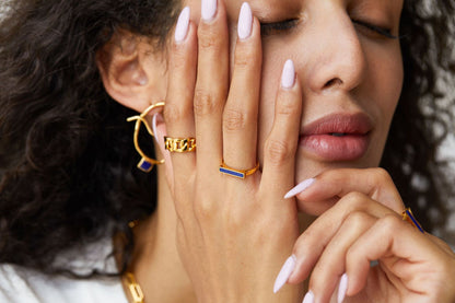 18K Gold Plated Lapis Lazuli Ring