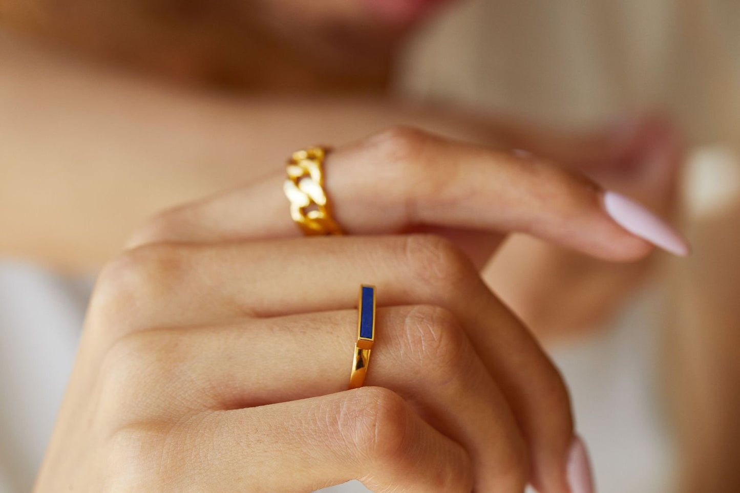 18K Gold Plated Lapis Lazuli Ring