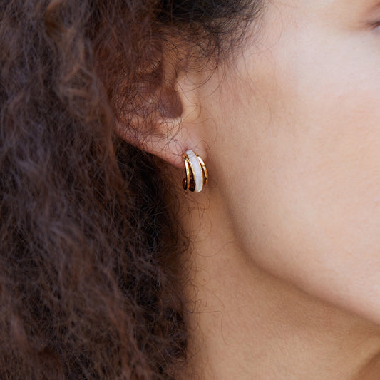 Mother of Pearl Twisted Earrings in Sterling Silver