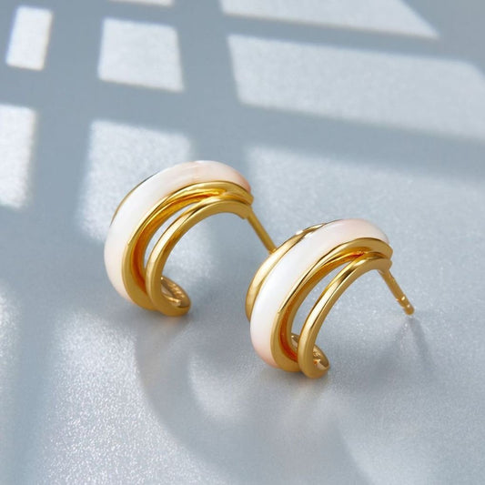 Mother of Pearl Twisted Earrings in Sterling Silver