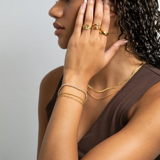 18K Gold PVD CZ Tennis Bracelet