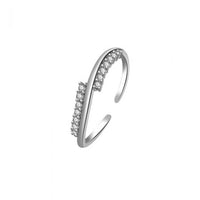 S Wave Crystal Adjustable Ring