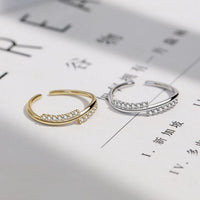 S Wave Crystal Adjustable Ring