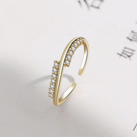S Wave Crystal Adjustable Ring