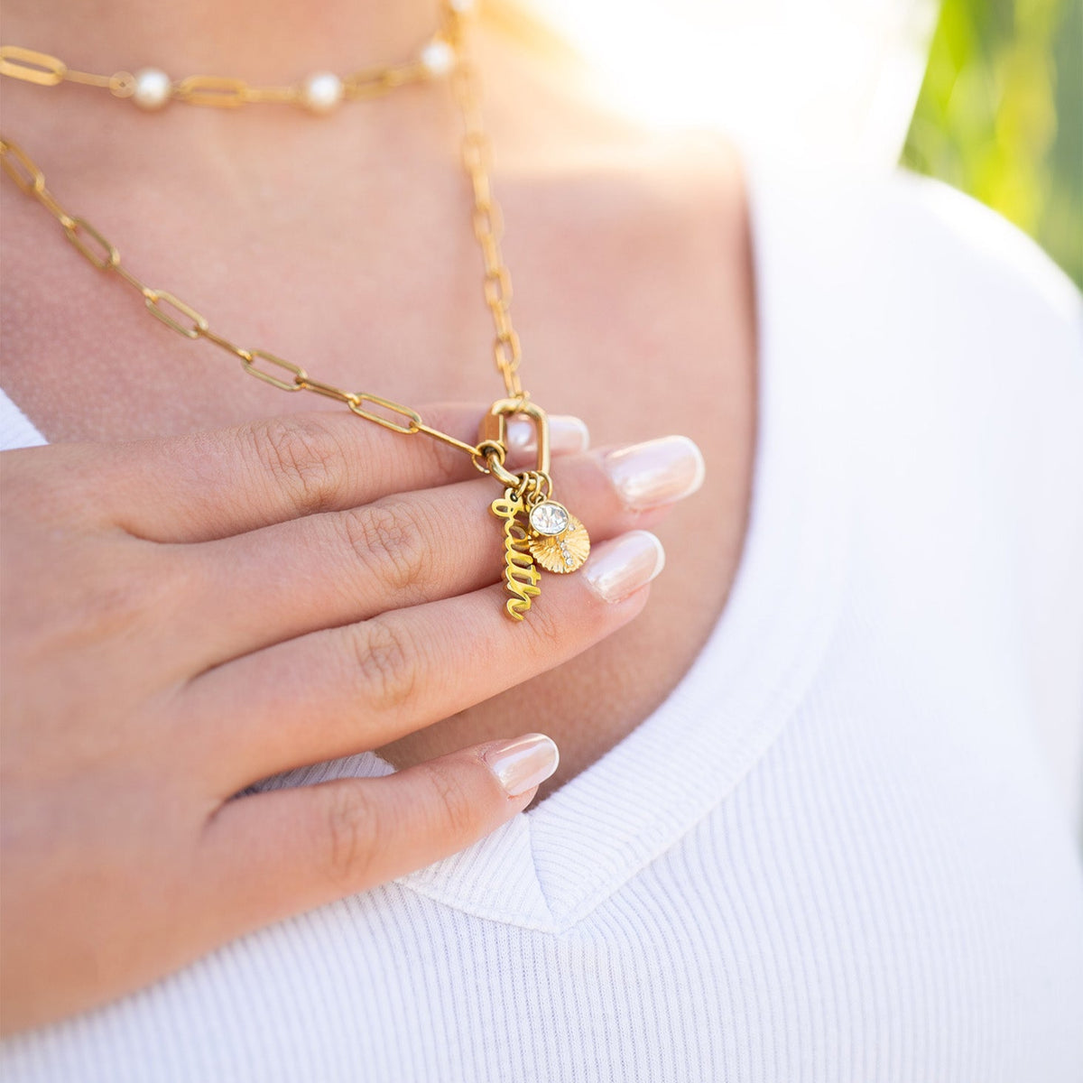 Carabiner Faith Charm Paperclip Necklace