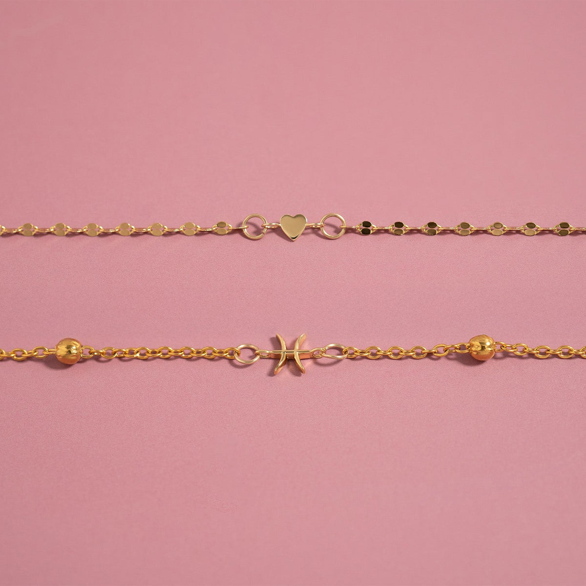 14K Solid Gold Horizontal Heart Connector Charm