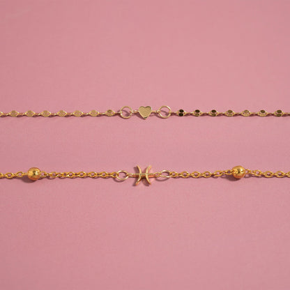 14K Solid Gold Horizontal Heart Connector Charm