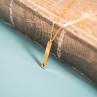 18K Gold Cross Cutout Vertical Bar Necklace