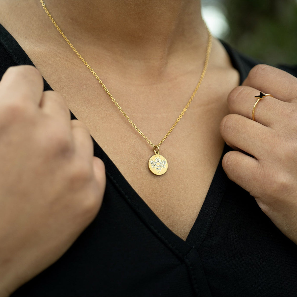 18K Gold PVD Bee Pendant Necklace