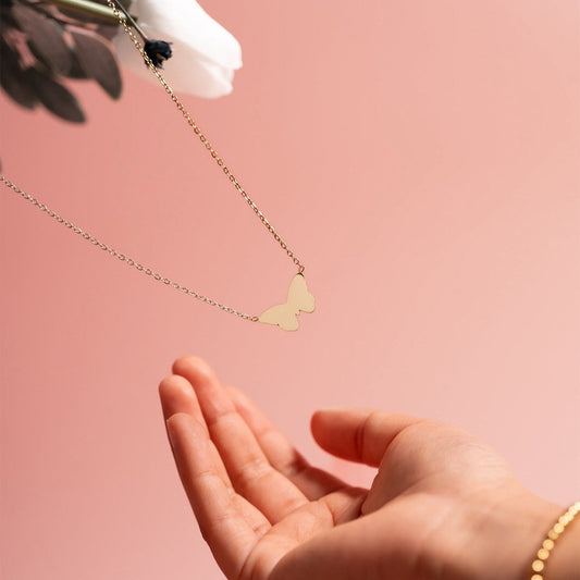 18K Gold PVD Butterfly Engravable Necklace