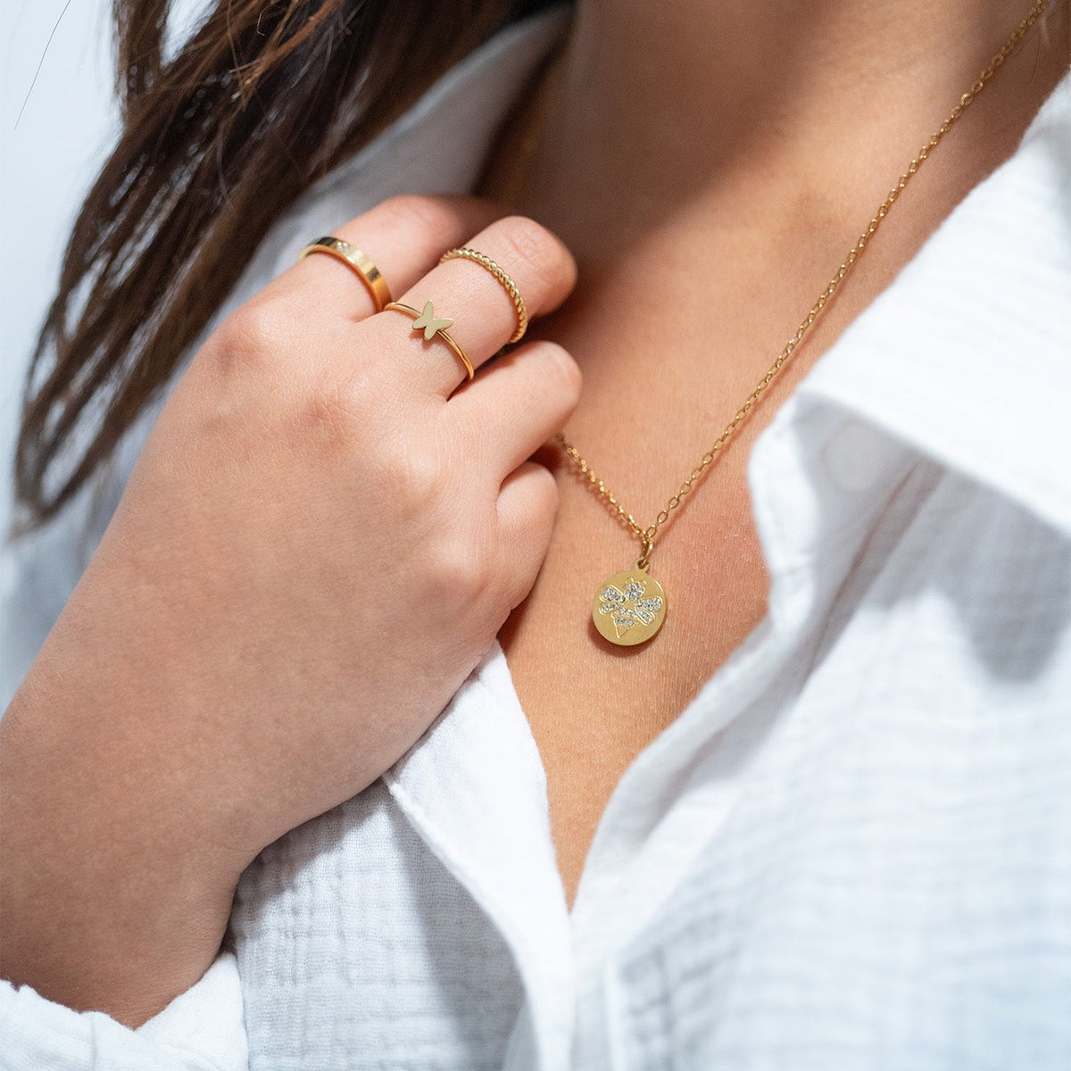 18K Gold PVD Bee Pendant Necklace