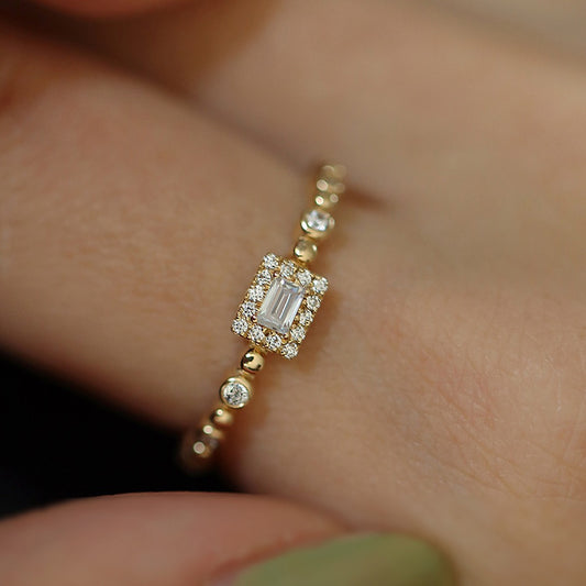 Baguette Cut Ring in Sterling Silver