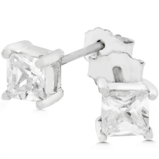 Anna Princess Cut Stud Earrings