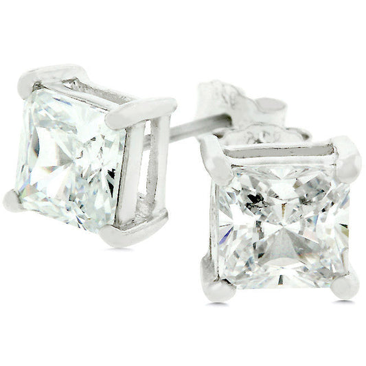 Charity Princess Cut Cubic Zirconia Stud Earrings