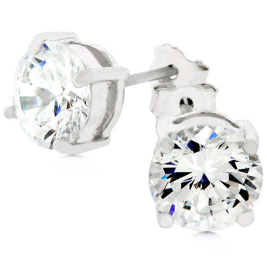 Penelope 7mm Round Cubic Zirconia Stud Earrings