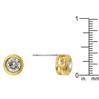 Gold Bezel Cubic Zirconia Stud Earrings