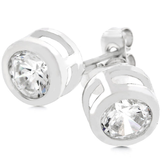 Bezel Cubic Zirconia Stud Earrings