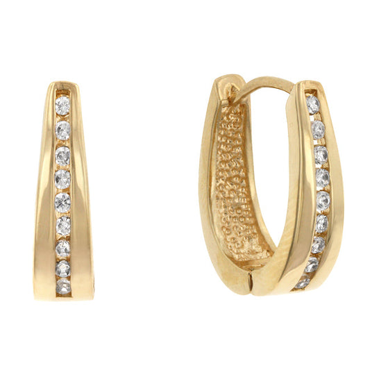 Goldtone Cubic Zirconia Huggie Hoop Earrings