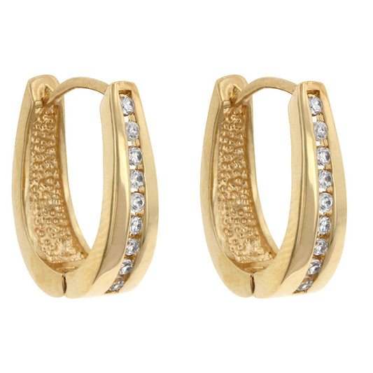 Goldtone Cubic Zirconia Huggie Hoop Earrings