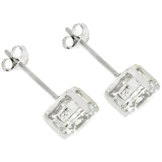 Clear Round Cubic Zirconia Studs, 6.25 mm