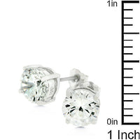 Clear Round Cubic Zirconia Studs, 6.25 mm