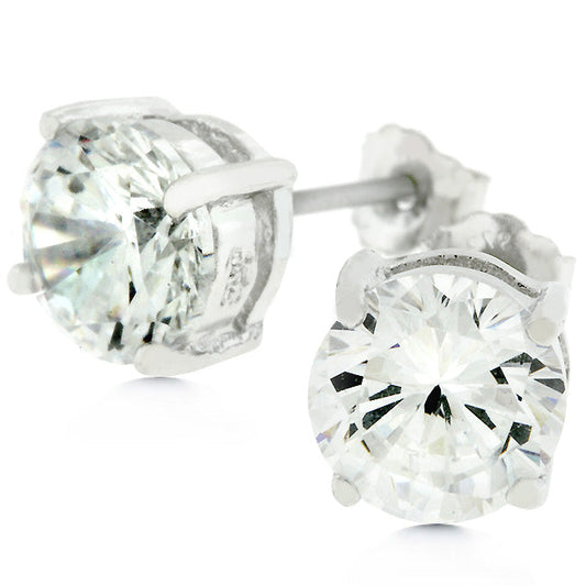 7mm Round Cut Cubic Zirconia Stud Earrings