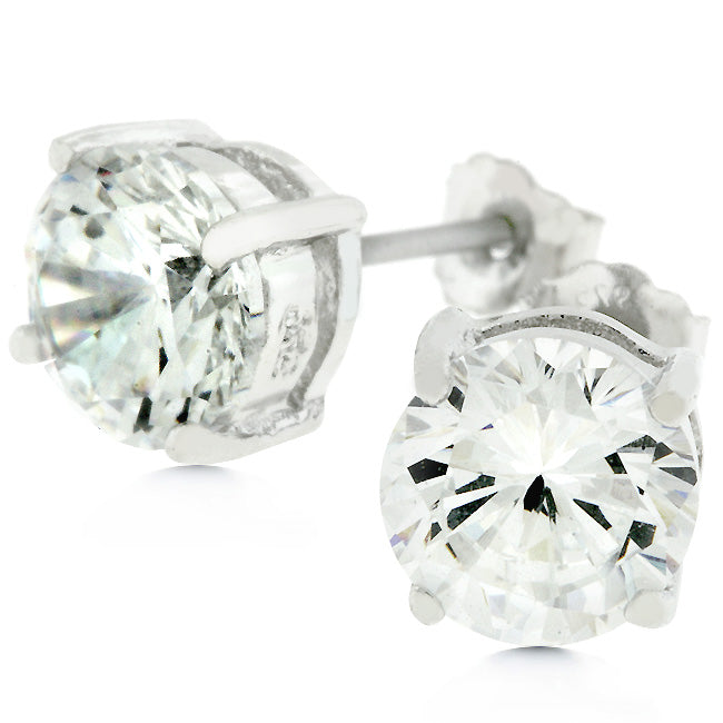 7mm Round Cut Cubic Zirconia Stud Earrings