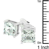 Princess Cut Sterling Silver Stud Earrings