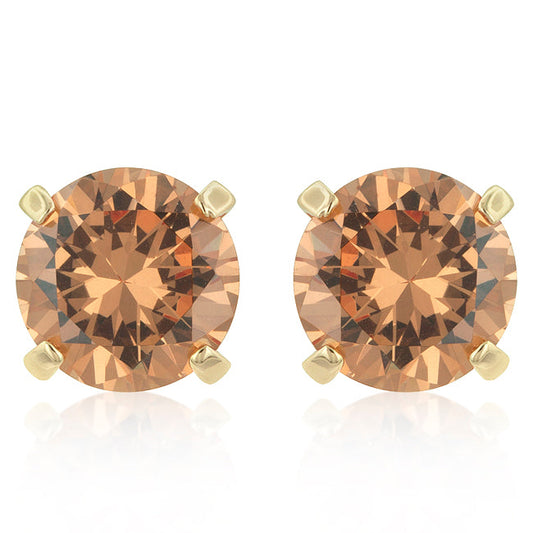 Champagne Cubic Zirconia Stud Earrings