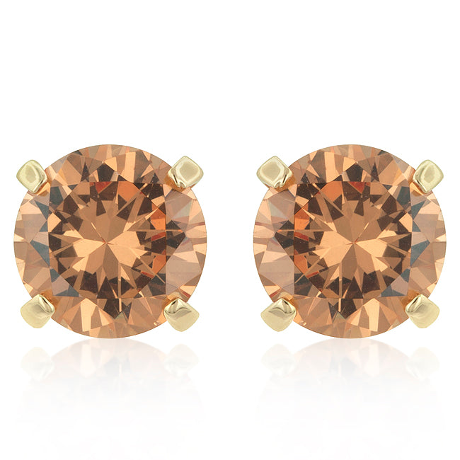 Champagne Cubic Zirconia Stud Earrings