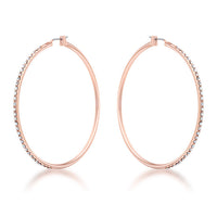 Large Rose Gold Hoop Earrings with Crystals