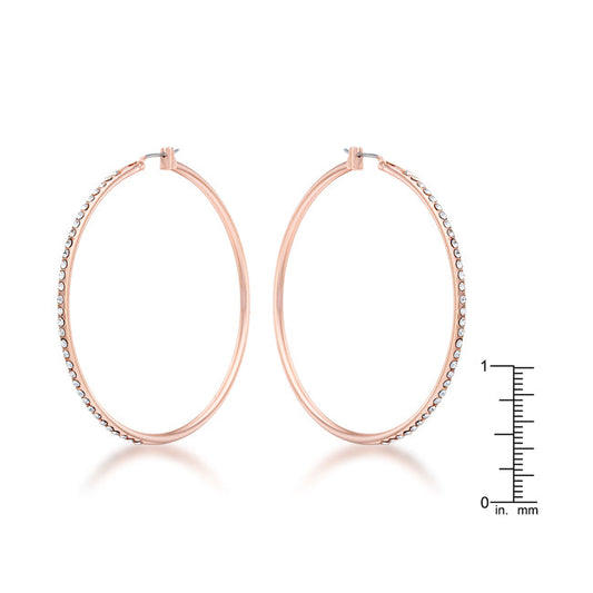 Large Rose Gold Hoop Earrings with Crystals