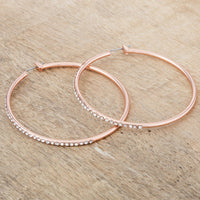 Large Rose Gold Hoop Earrings with Crystals