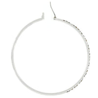 2-Inch Rhodium Finish Cubic Zirconia Hoop Earrings