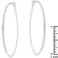 2-Inch Rhodium-Plated Cubic Zirconia Hoop Earrings