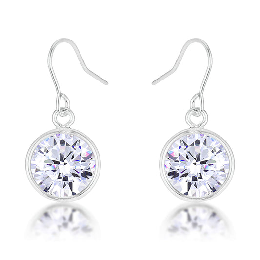 Bezel Solitaire Cubic Zirconia Earrings