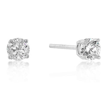 5mm Round Cubic Zirconia Sterling Silver Stud Earrings