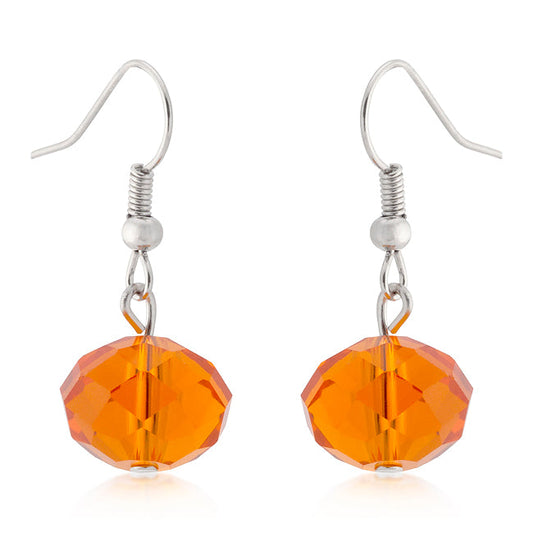 Faceted Orange Bead Drop Earrings