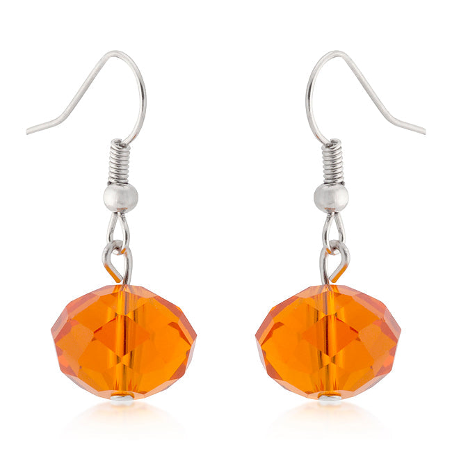 Faceted Orange Bead Drop Earrings