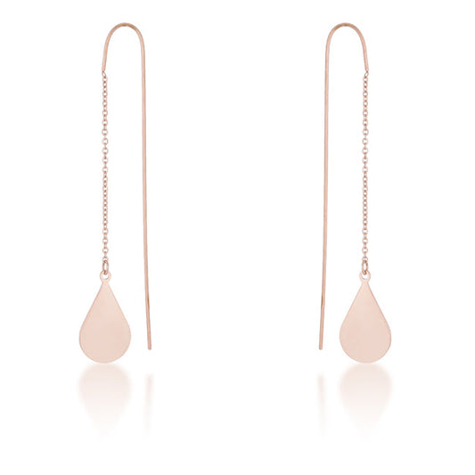 Chloe Rose Gold Teardrop Threaded Drop Earrings